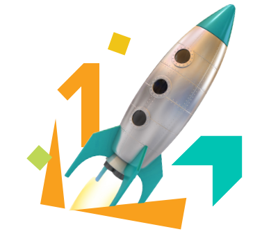 Vector image of a rocket and the number 1